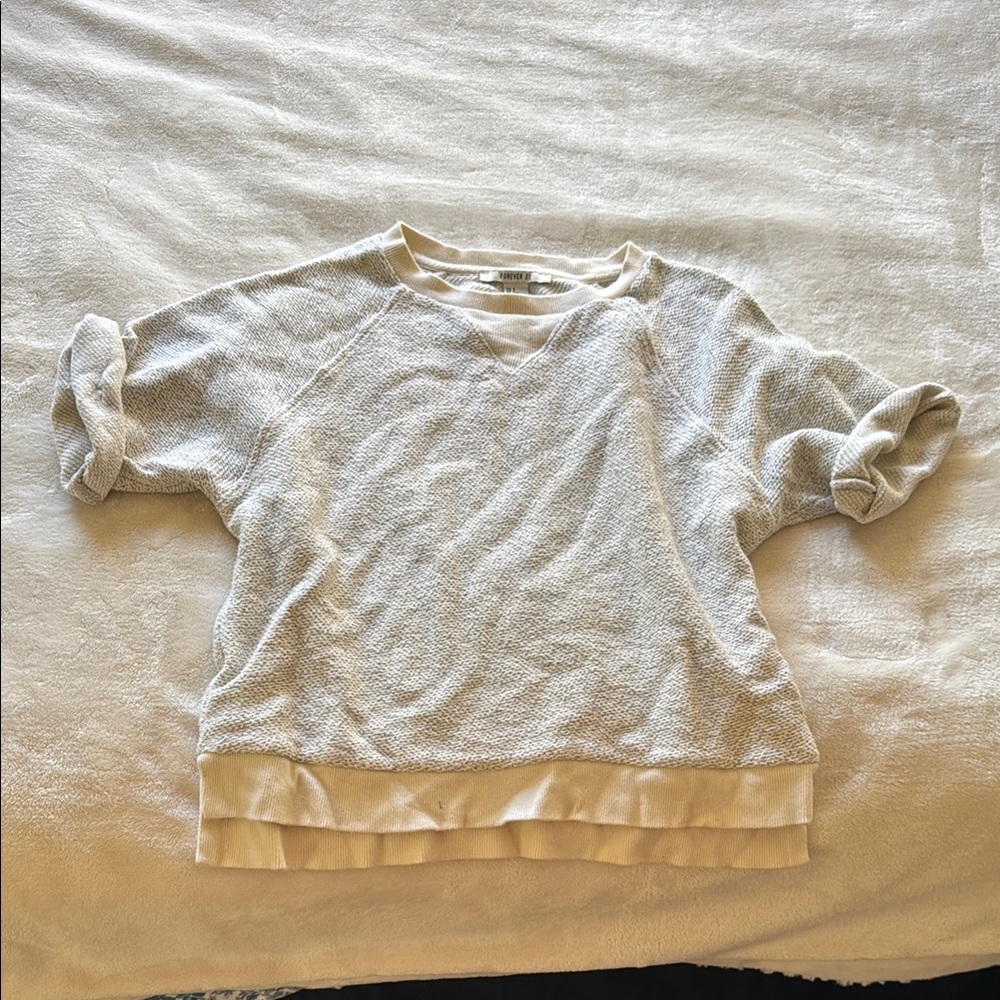 Forever 21 Cream and Gray Knit Top
